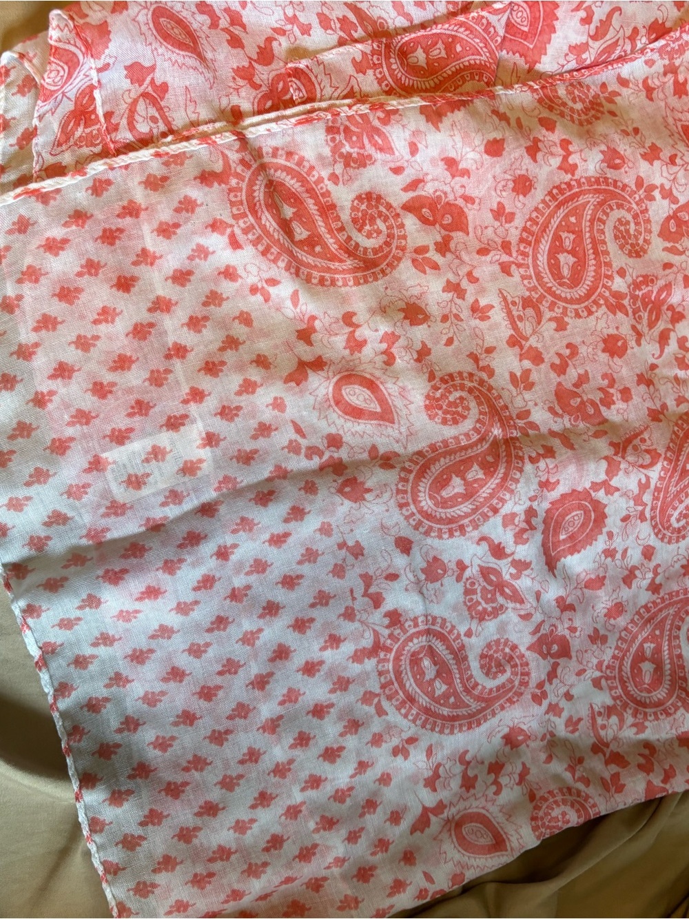Womens Salmon Pink Coral Paisley Print Sarong Wrap- lightweight beach coverup